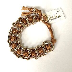 ETTIKA Bohemian Silk Weave Gold Link Bracelet